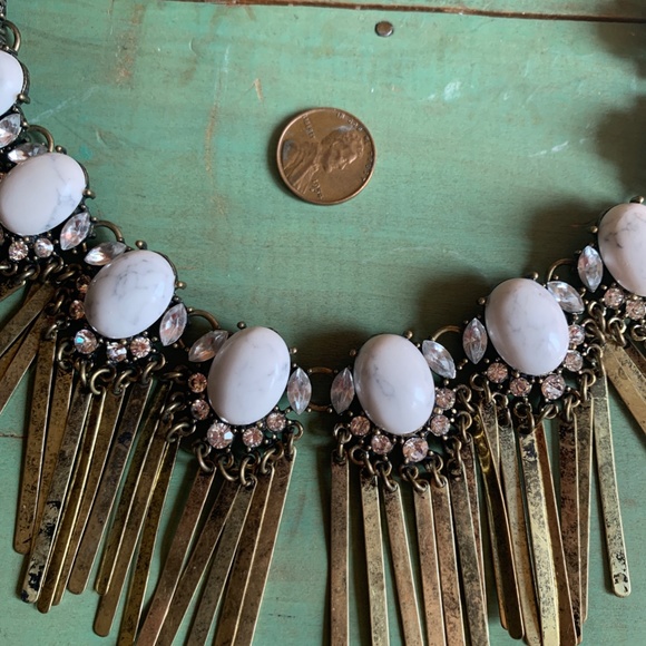 BaubleBar Fringe Crystal Antiqued Metal Statement Necklace - Nice - Picture 4 of 9